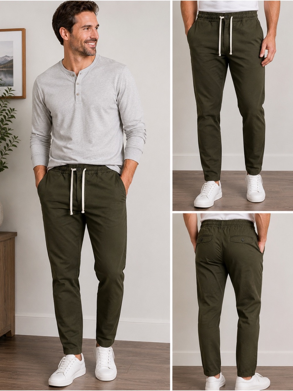 J.Crew Men's Olive Drawstring Pants - Small